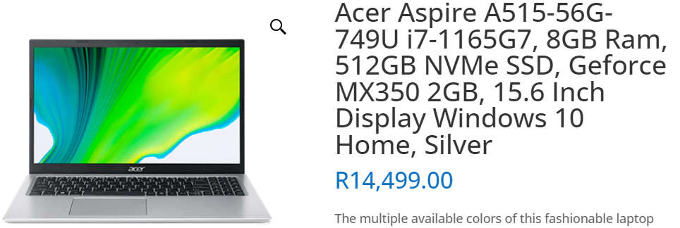 **BARGAIN BUY**MINT ACER ASPIRE 5 11th GEN i7, 16GB RAM, 512 SSD+1TB HDD+2GB GRAPHICS-GRAB IT@R7999!