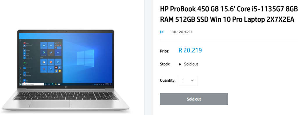 **BARGAIN BUY**MINT HP PROBOOK 450 G8 LATEST 11th GEN CORE i5, 16GB RAM, 512SSD-GRAB IT@ JUST R7599!