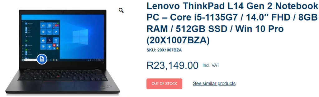 **BARGAIN BUY** MINT LENOVO THINKPAD L14 11th GEN i5, 16GB RAM, 512GB SSD-WORTH R19k-GRAB IT @R7999!