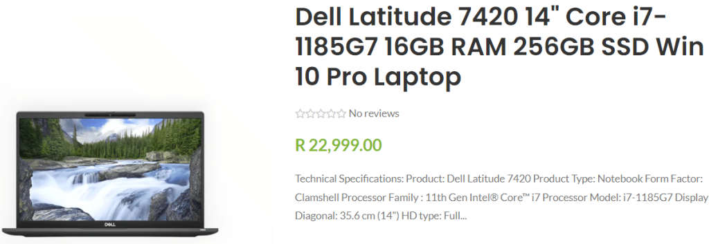 **BARGAIN BUY**BOXED DELL LATITUDE 7420 11th GEN i7, 16GB RAM, 256GB SSD- WORTH R23k -GRAB IT@R7999!
