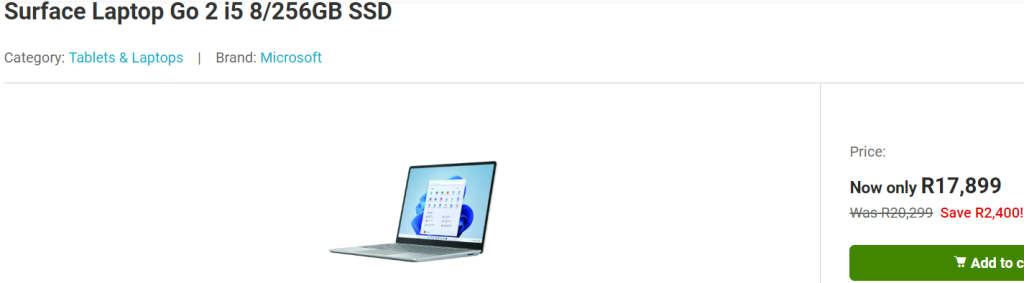 **AS NEW DEMO**MICROSOFT SURFACE LAPTOP 12.4 11th GEN i5, 8GB RAM, 256SSD-WORTH R17k-GRAB IT@R7999!!