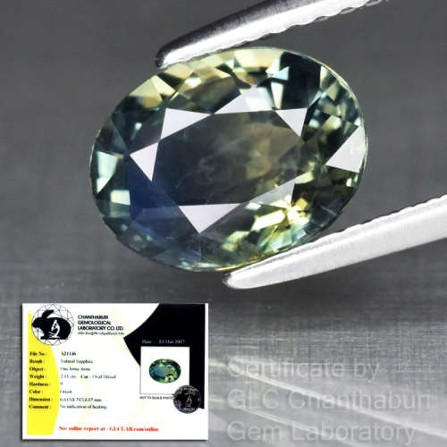 CGL CERTIFIED INVESTMENT GRADE SAPPHIRE OVAL (2.11 Ct  8.74 x 6.61 x 4.07 mm) - UNHEATED