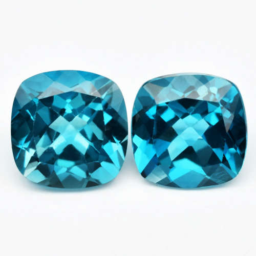 TOP JEWELERS QUALITY LONDON BLUE TOPAZ PAIR- 2.23 Cts (6 X 6mm) - Cushion cut