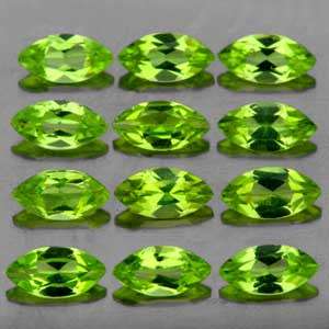 PERIDOT MARQUISE CUT LOT (6 x 3 mm - 2.42 TCt) ( NB 11 only pieces available, not 12)