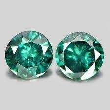 BLUE GREEN DIAMOND BRILLIANT CUT PAIR (0.31 TCts - 3.1mm each)