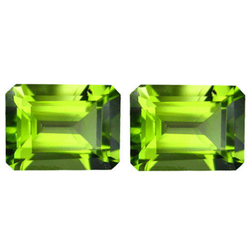 QUALITY PERIDOT OCTAGON CUT PAIR (8.19 x 6.05 mm -3.35 TCt)
