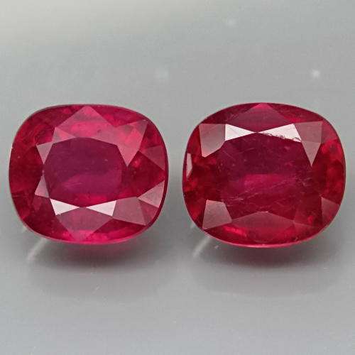 FERRARI RED RUBY PAIR (7.0 x 6.0 mm - 2.98 Total Ct)