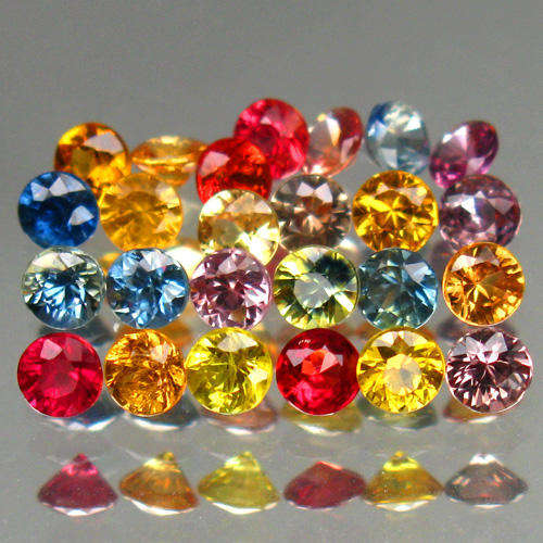 SAPPHIRE MULTI-COLOUR ROUND LOT (25 x 3.2mm Pieces - 4.03 TCt )