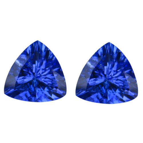 TOP VIOLET BLUE TANZANITE MATCHED PAIR - 5.5 mm Trilliant   Cut (1.76 Ct )