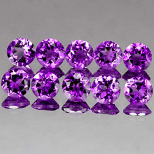 AMETHYST ROUND CUT LOT  ( 10 x 4.0 mm -  2.00 TCt)