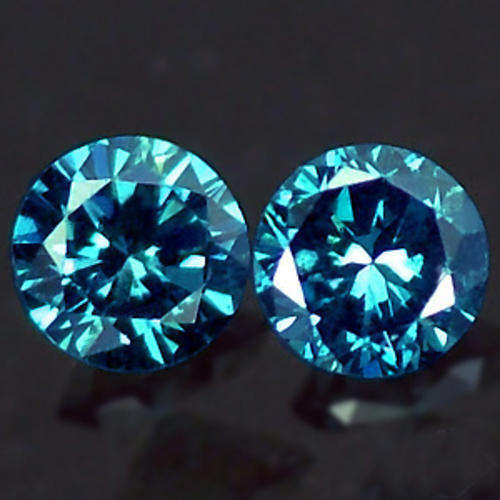 BLUE DIAMOND BRILLIANT CUT PAIR (0.25 TCts - 3.0mm each)