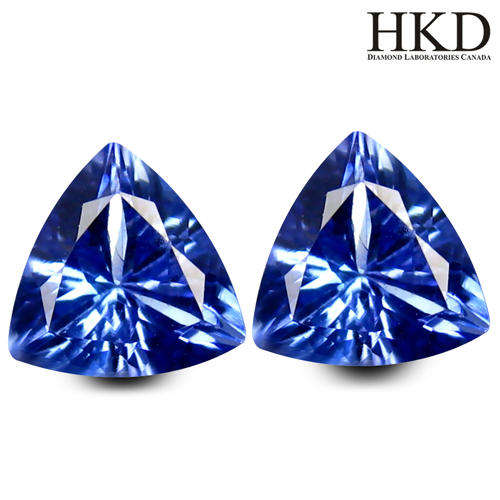 HKD CERTIFIED TOP TANZANITE MATCHED TRILLIANT CUT PAIR (1.47 Ct )