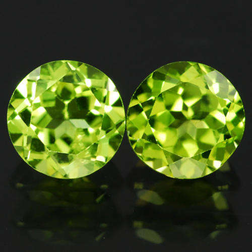 JUST JEWELS - QUALITY PERIDOT BRILLIANT PAIR (6mm - 2.01 Tct)