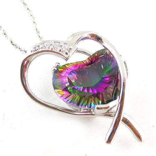 JUST JEWELS -  MYSTIC TOPAZ PENDANT (925 SILVER FITTINGS)