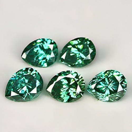 JUST JEWELS -  BLUE/GREEN DIAMOND PEAR LOT (5 pieces - 0.41 TCts)
