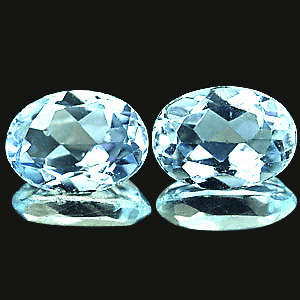 JUST JEWELS -   AQUAMARINE MATCHED OVAL PAIR (0.73 Ct)