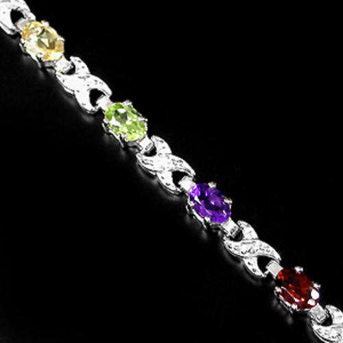 BEAUTIFUL TOP JEWELER QUALITY  Multi Gem bracelet (Solid 925 silver)