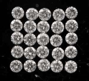 CERTIFIED G-H-I DIAMOND LOT (25 x 2.0mm brilliant round  - 0.81 TCts)