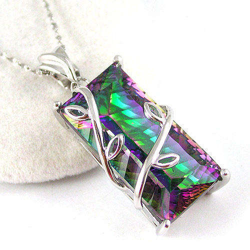 JUST JEWELS -  MYSTIC TOPAZ PENDANT (925 SILVER FITTINGS)