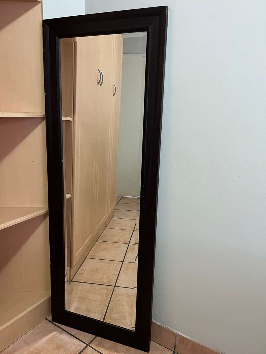 Mirror with Dark Wooden Frame