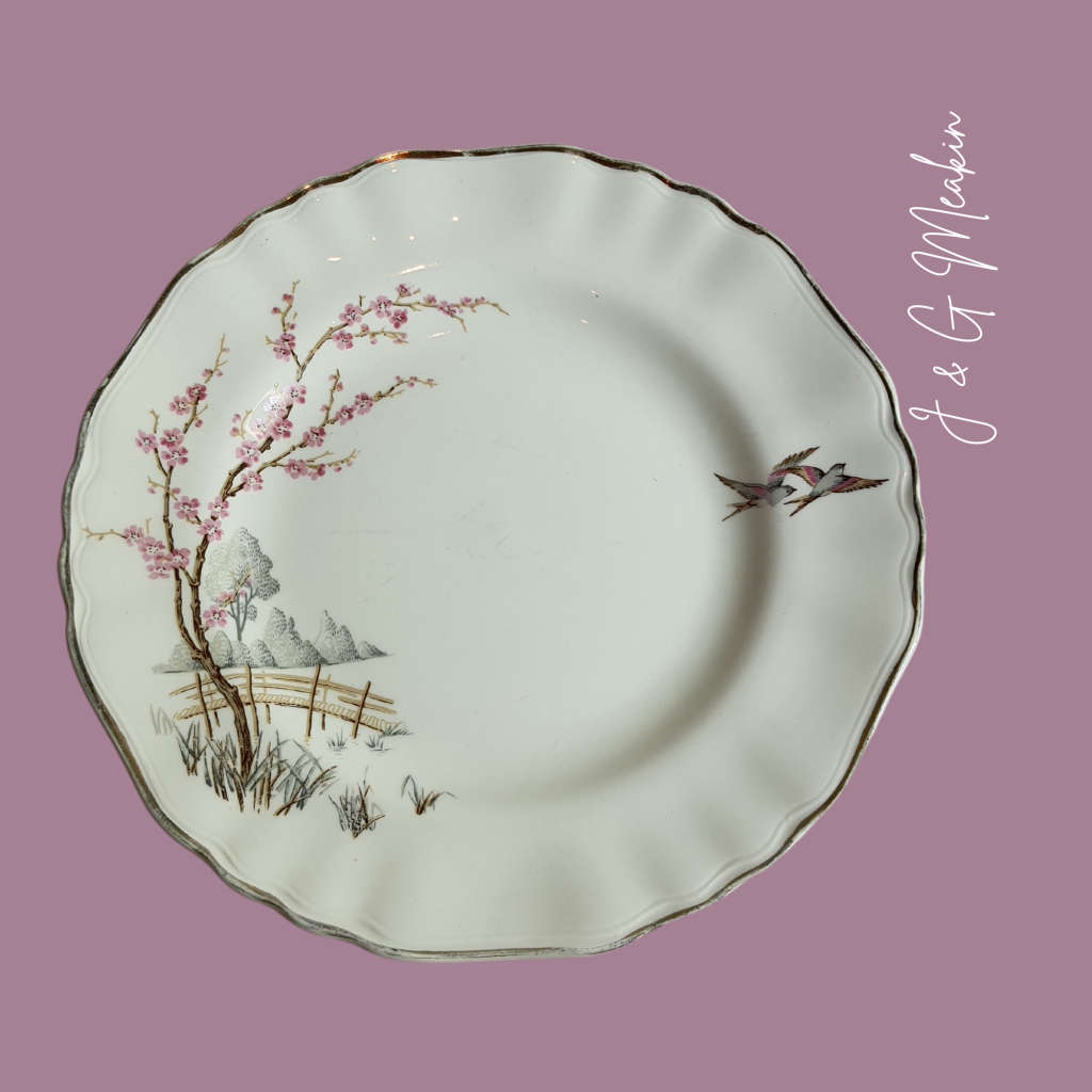 17cm Bread and Butter Plate- One fine Day, Cherry blossom, Pink, c1912