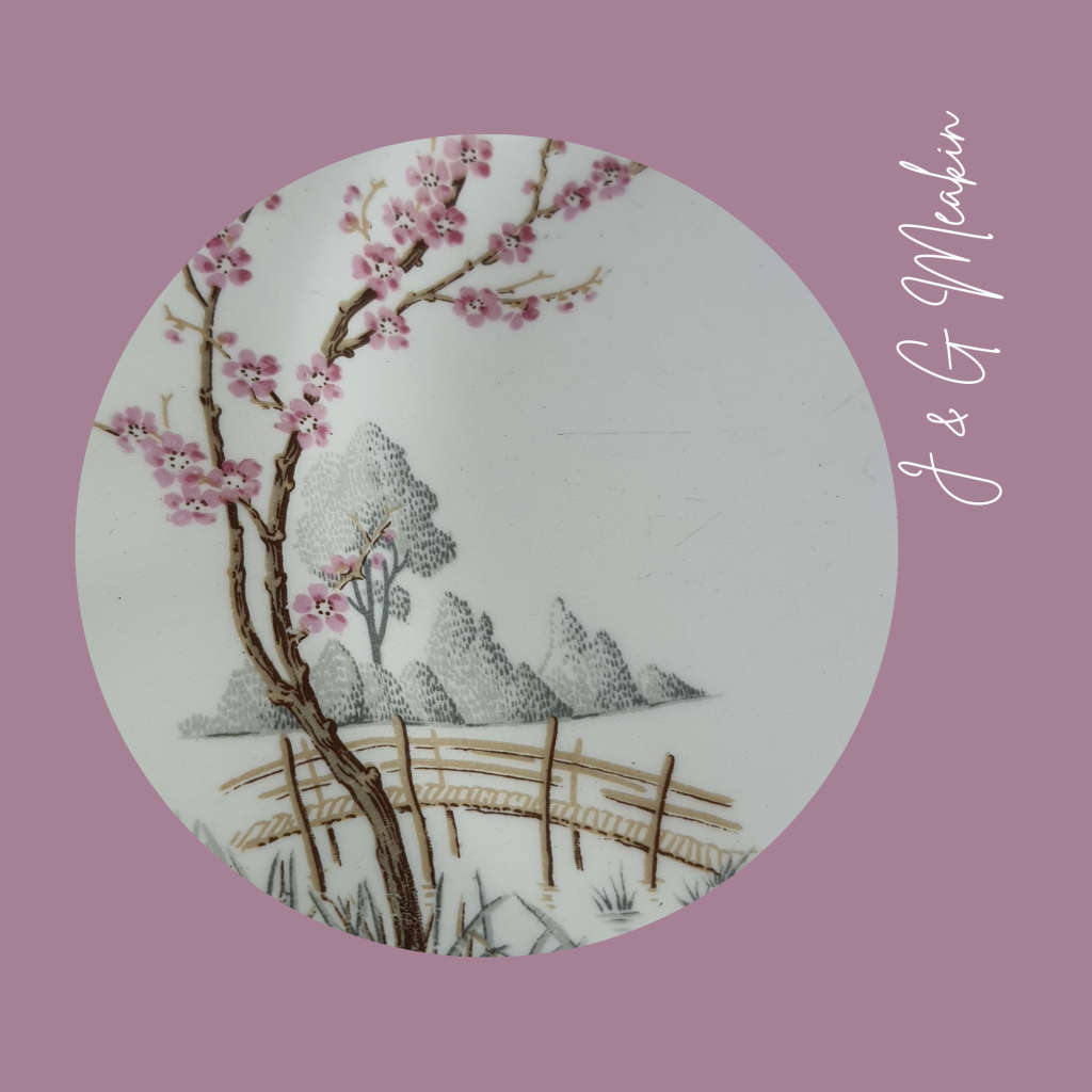 17cm Bread and Butter Plate- One fine Day, Cherry blossom, Pink, c1912