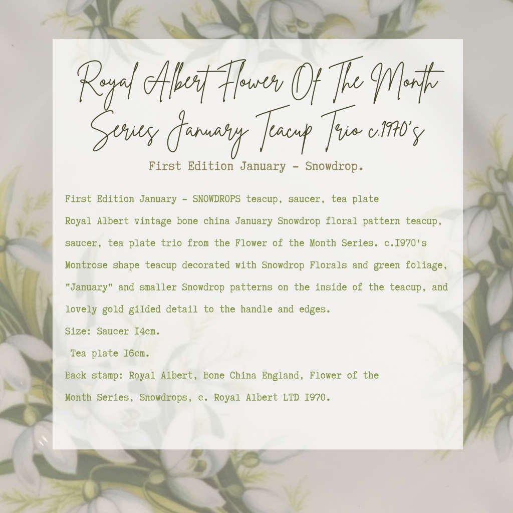 3 Piece Flower of the month series produced by Royal Albert, featuring The Flower of January