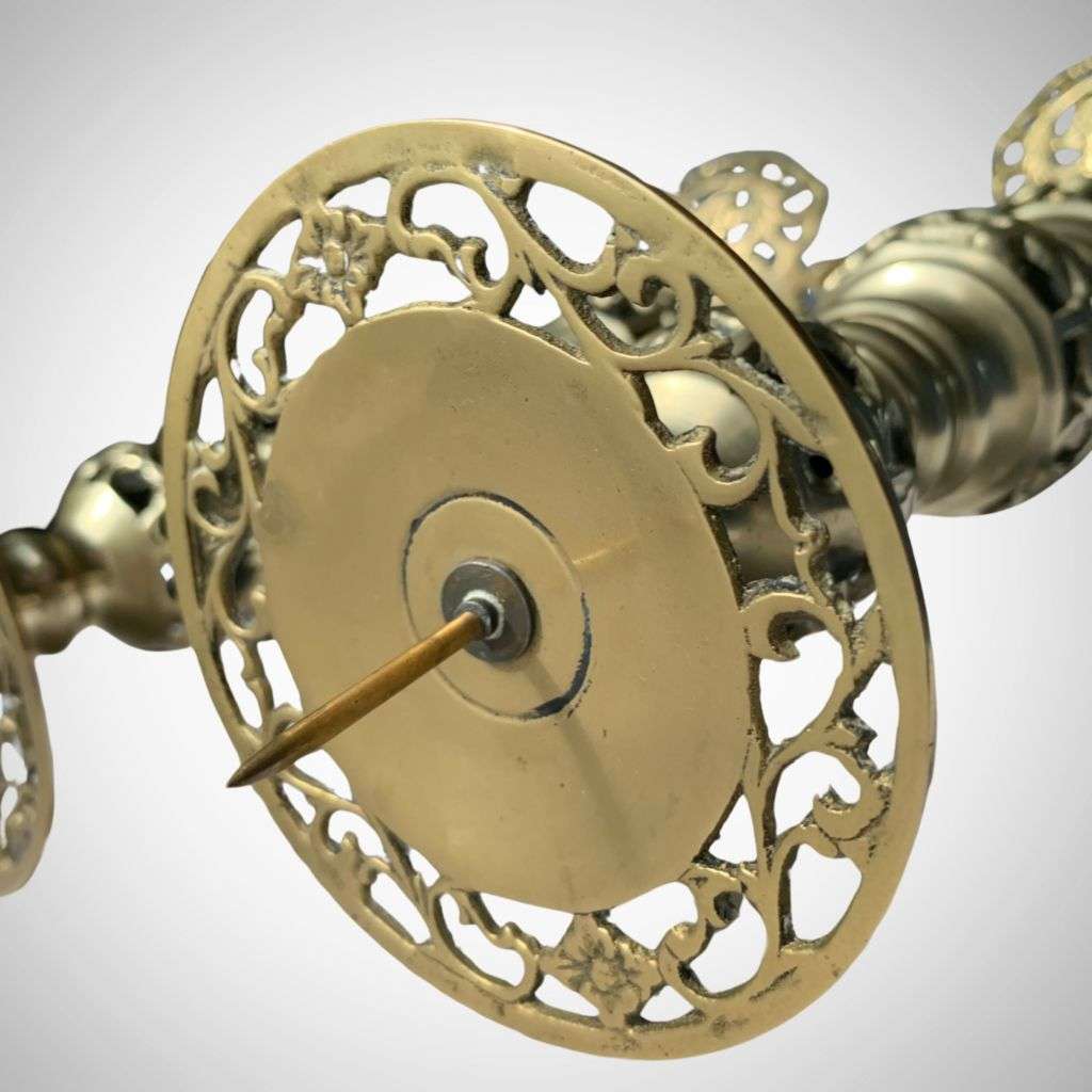 Pair of Solid Large Altar Candle Holders 37.4cm Solid Mid-Century Brass -  c1960