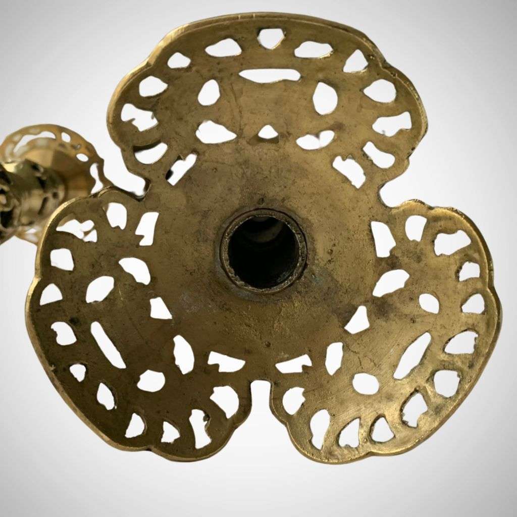 Pair of Solid Large Altar Candle Holders 37.4cm Solid Mid-Century Brass -  c1960