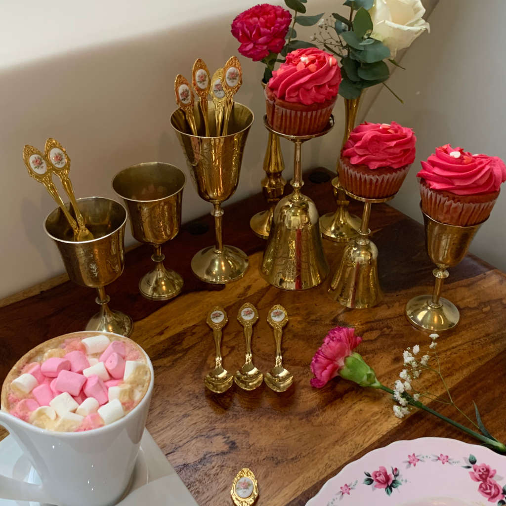 Lot of 6 Mixed Metal EPNS Marked Wine Goblets, Previously Silverplated, Brass with India Etched