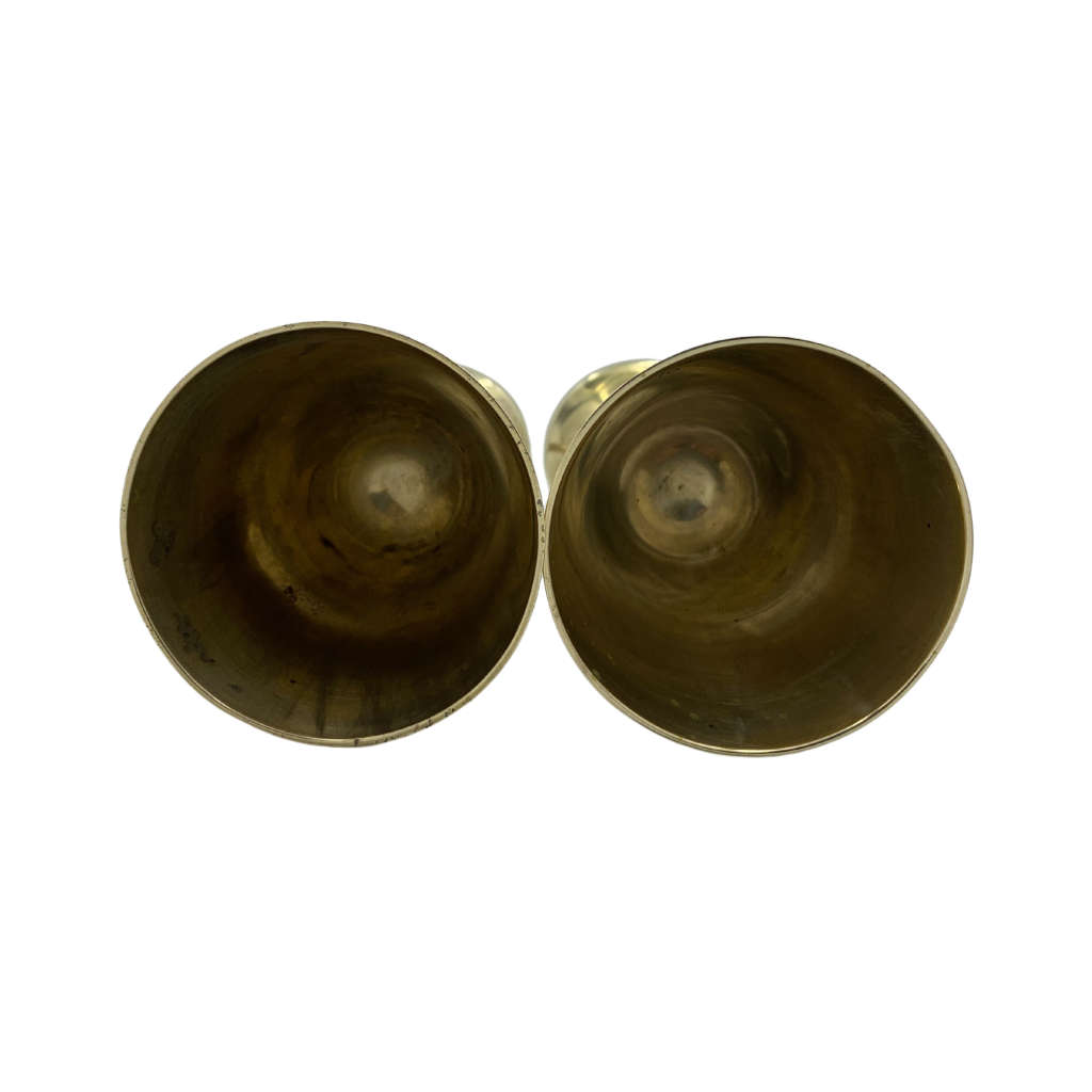 Lot of 6 Mixed Metal EPNS Marked Wine Goblets, Previously Silverplated, Brass with India Etched