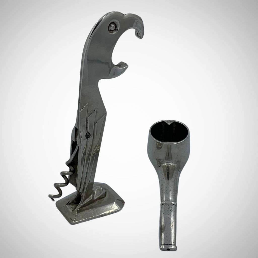 Vintage 1930s Art Deco Barware Parrot Bird and Smoking Pipe Bottle Openers