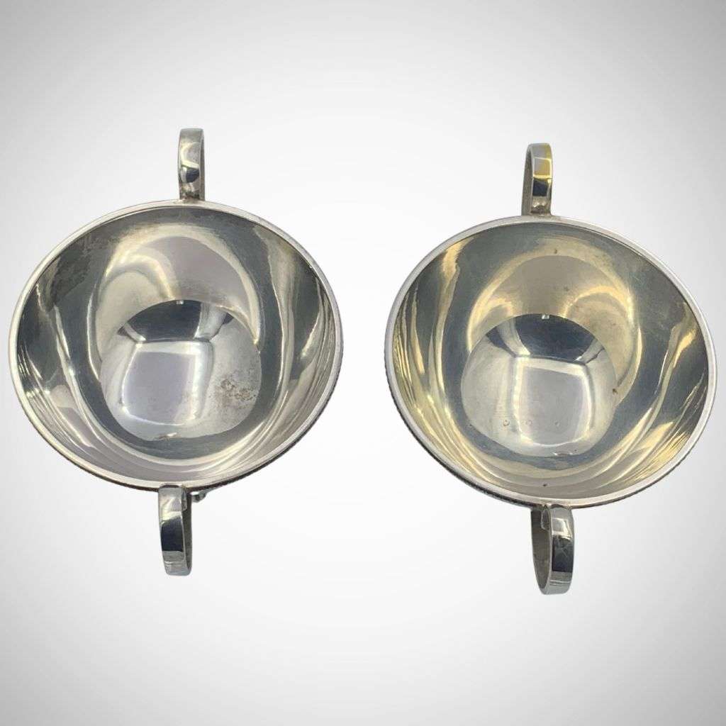 Set of 2 Vintage Biggie Best Style Silver Plated Footed Dishes