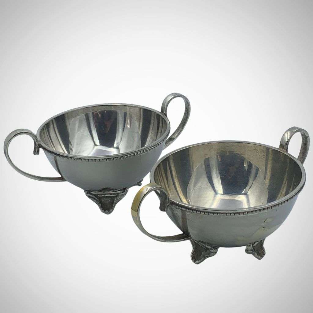 Set of 2 Vintage Biggie Best Style Silver Plated Footed Dishes