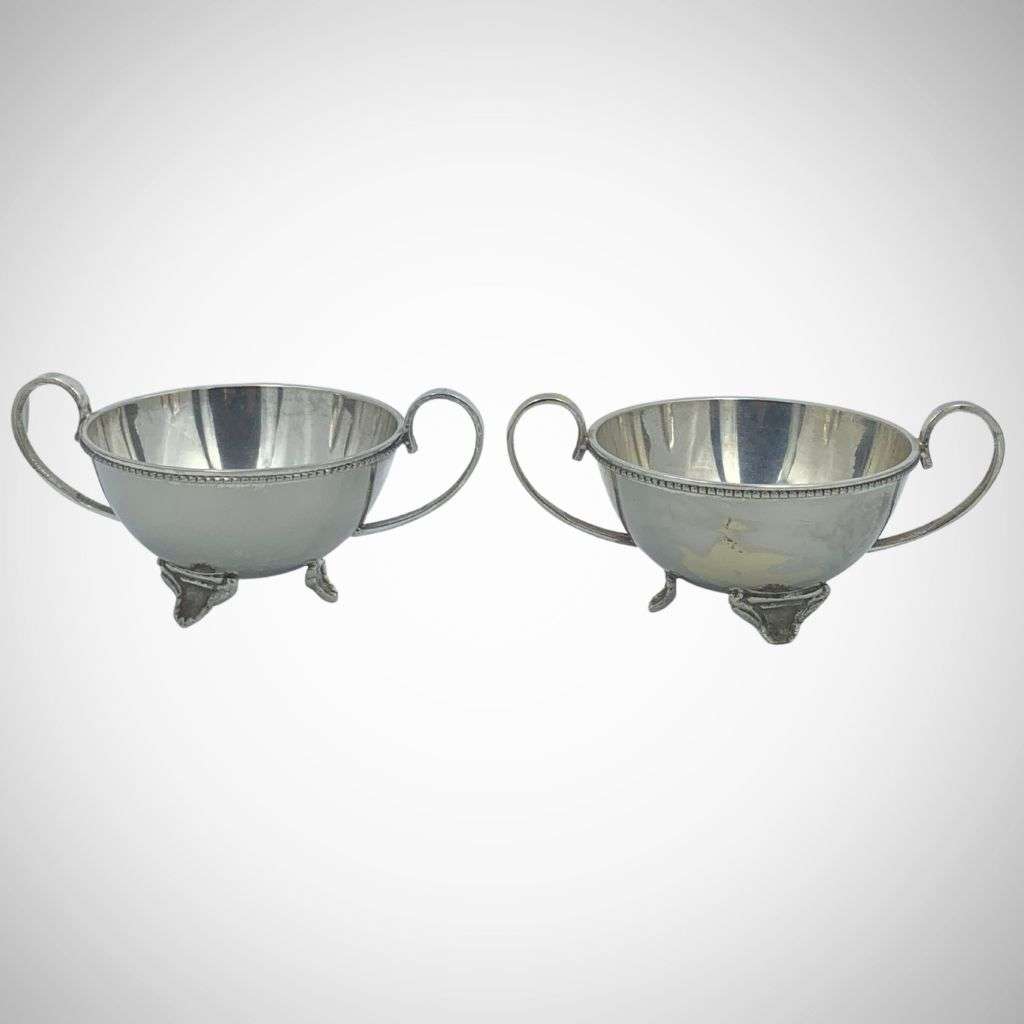 Set of 2 Vintage Biggie Best Style Silver Plated Footed Dishes