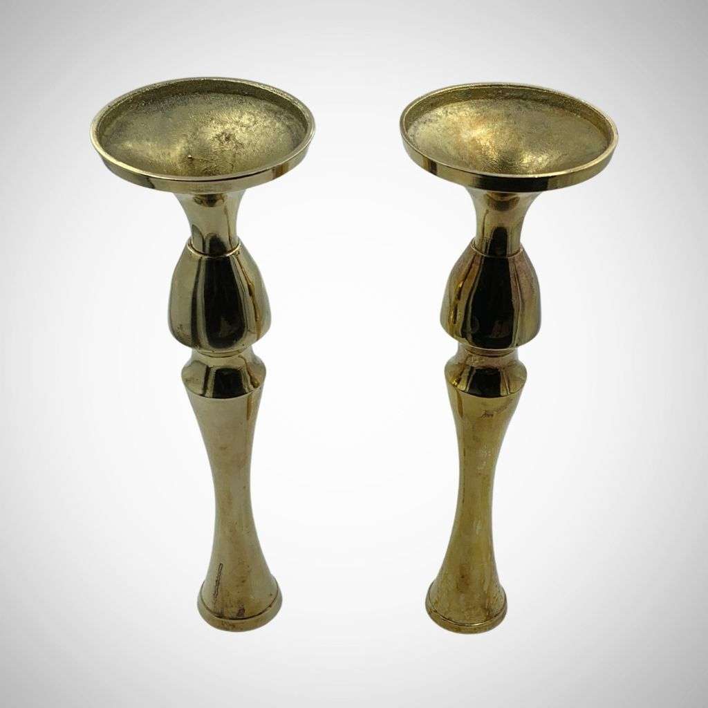Reduced! Pair of Small 2 Single Stem Floral Brass Vases 17.5cm - Ink Stand Compatible