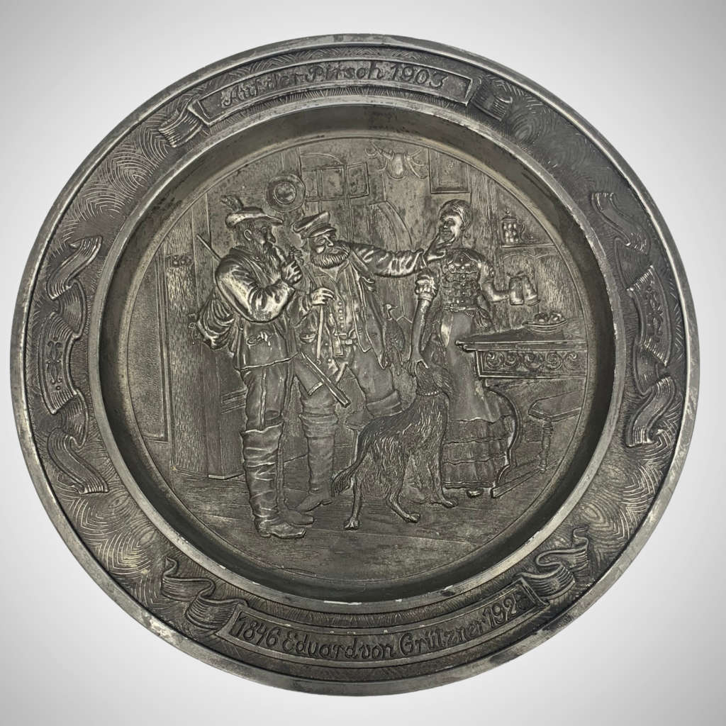 Vintage BMF C. Koch GmbH Pewter Collector Plate - `Auf der Pitsch 1903