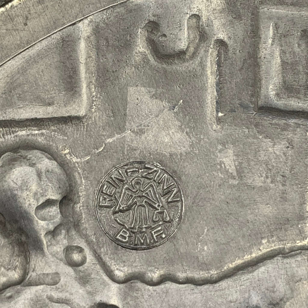 Vintage BMF C. Koch GmbH Pewter Collector Plate - `Auf der Pitsch 1903