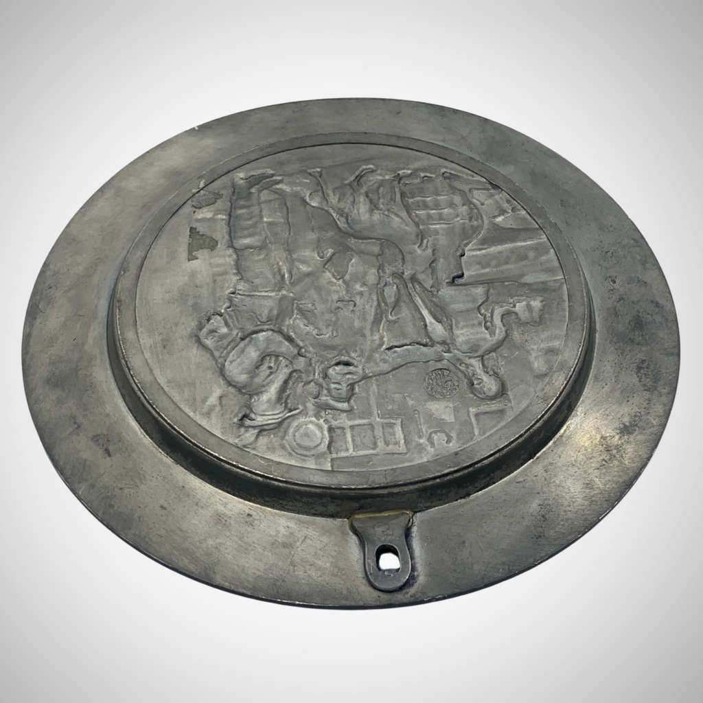 Vintage BMF C. Koch GmbH Pewter Collector Plate - `Auf der Pitsch 1903