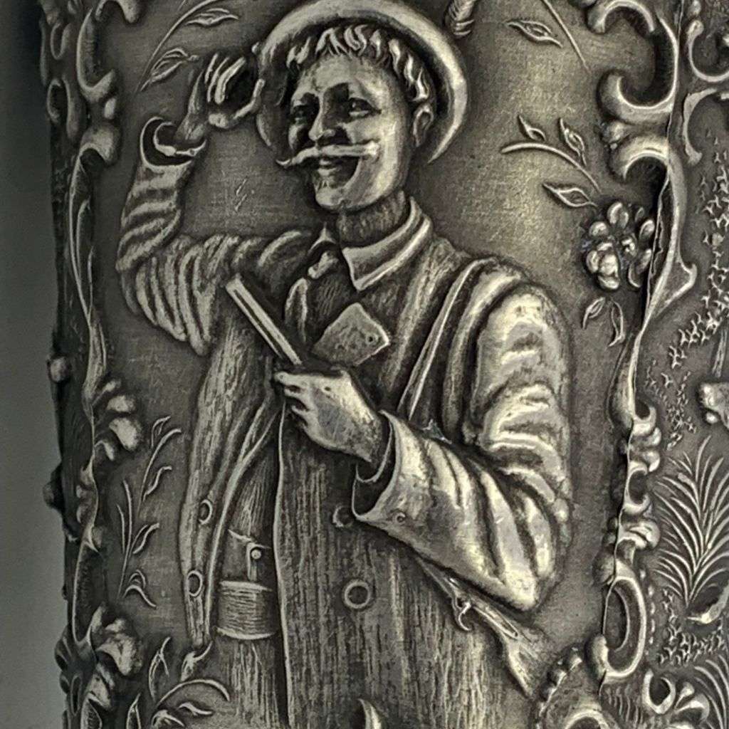 Rare Vintage Frieling Zinn German Pewter Drinking Cups - Set of 2, Deer Scenes