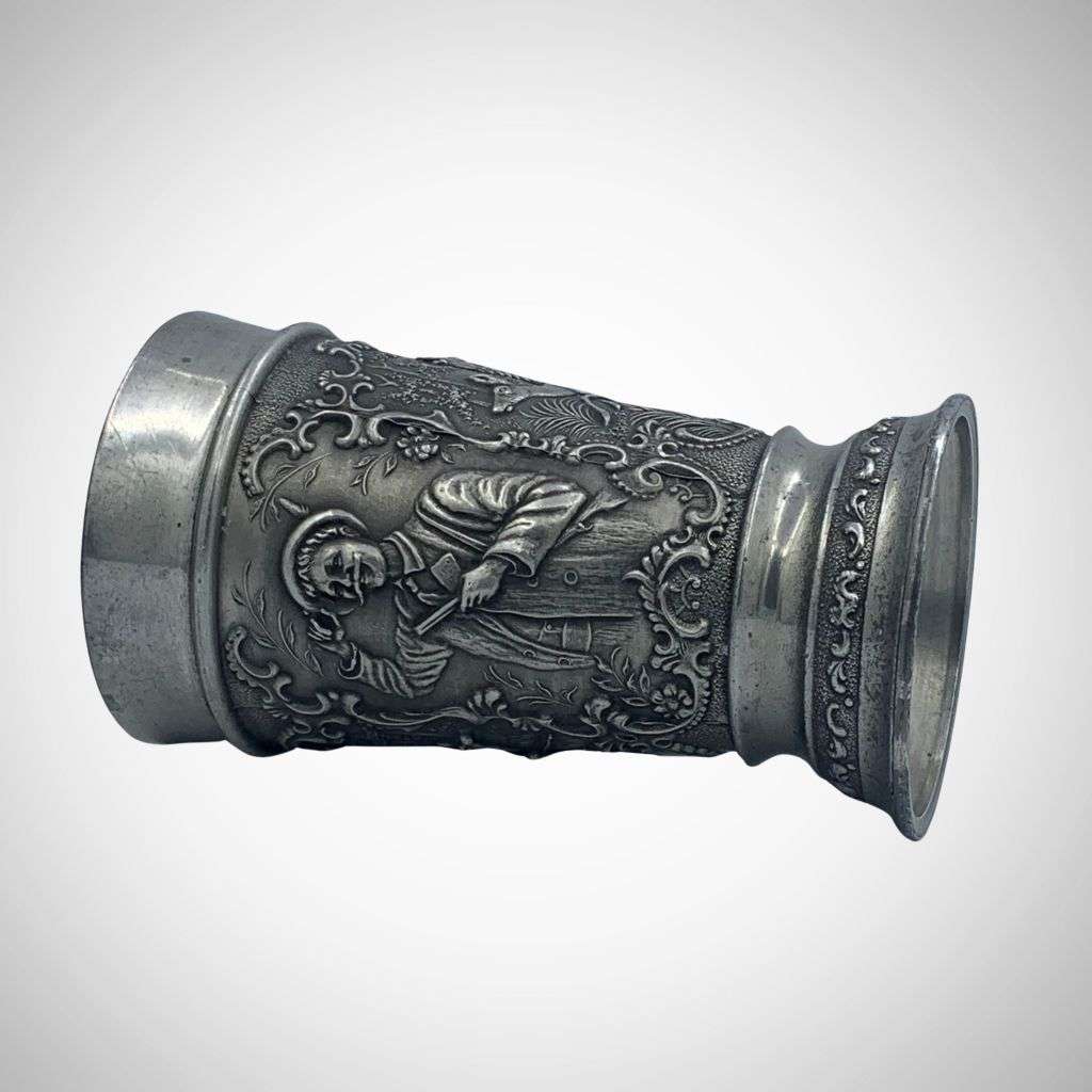 Rare Vintage Frieling Zinn German Pewter Drinking Cups - Set of 2, Deer Scenes