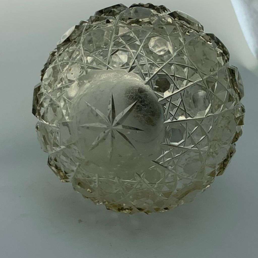 Antique Sterling Silver Crystal Perfume Bottle - Hand-Cut `Hobnail` Pattern c1912