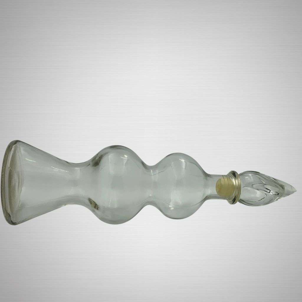 Vintage 1960s Clear Glass Genie Bottle with Glass Stopper - Retro Decor Accent