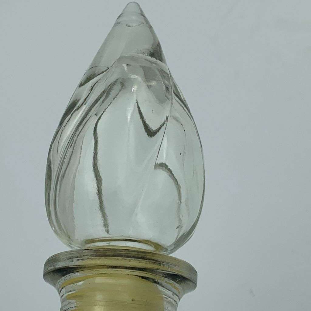 Vintage 1960s Clear Glass Genie Bottle with Glass Stopper - Retro Decor Accent