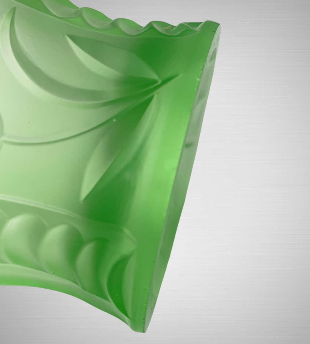 Antique Art Deco Bagley UK Vaseline/Uranium Frosted Green Glass Basket c.1913