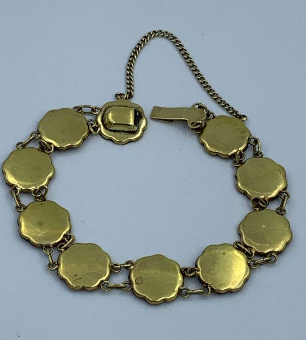 Reduced! Vintage Japanese Damascene Komai Bracelet - 10 Scenes, 1940s-1950s