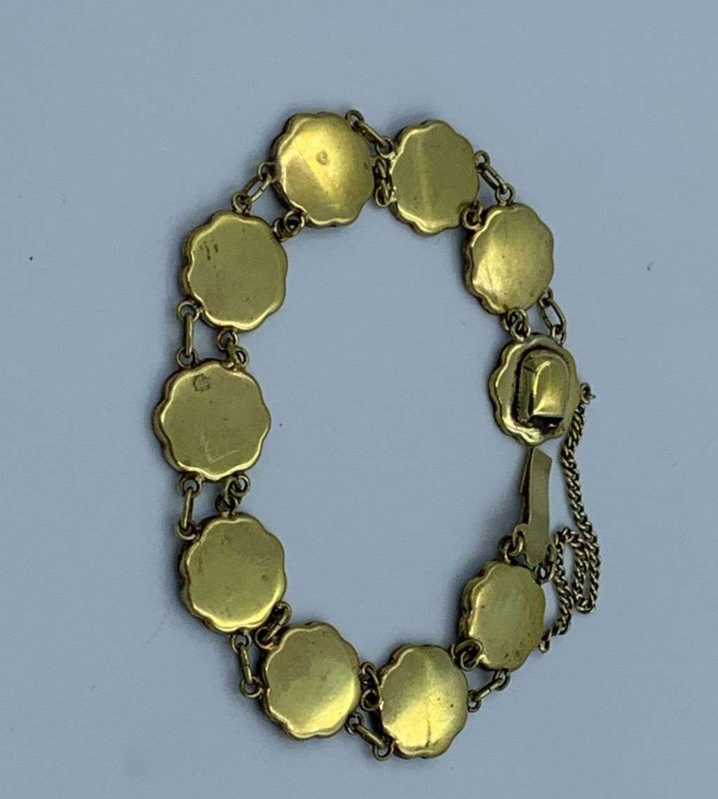 Reduced! Vintage Japanese Damascene Komai Bracelet - 10 Scenes, 1940s-1950s