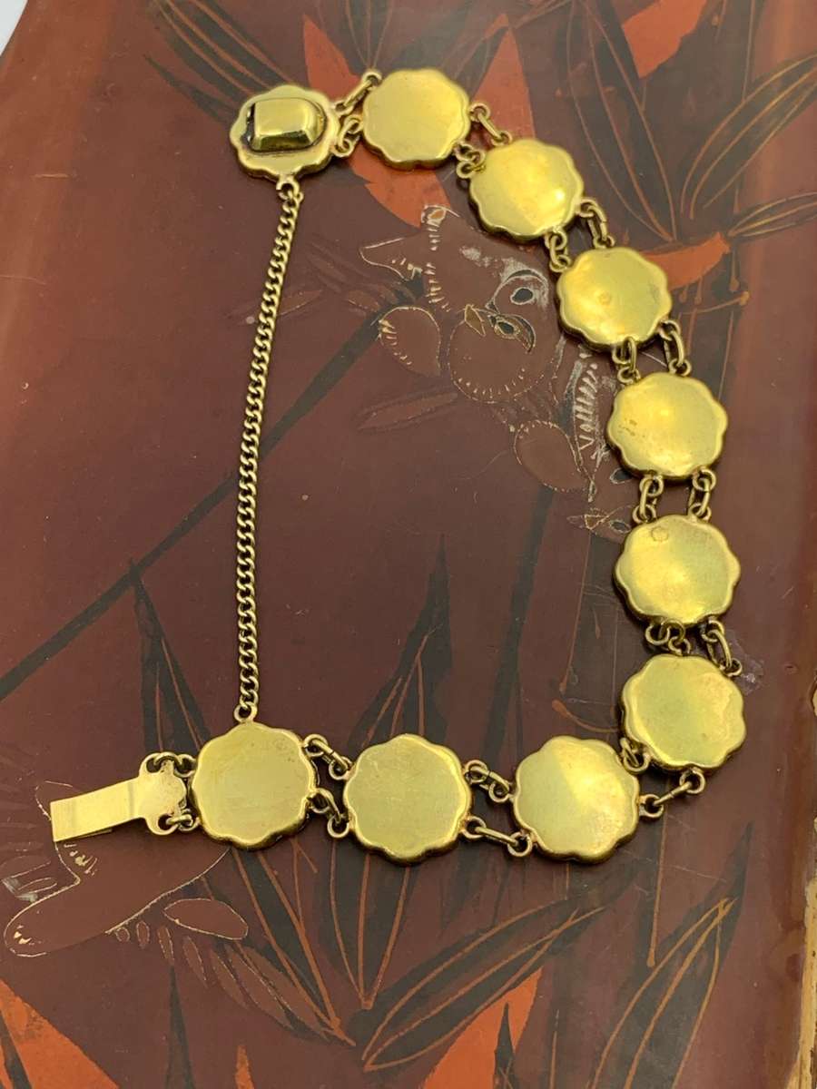 Reduced! Vintage Japanese Damascene Komai Bracelet - 10 Scenes, 1940s-1950s