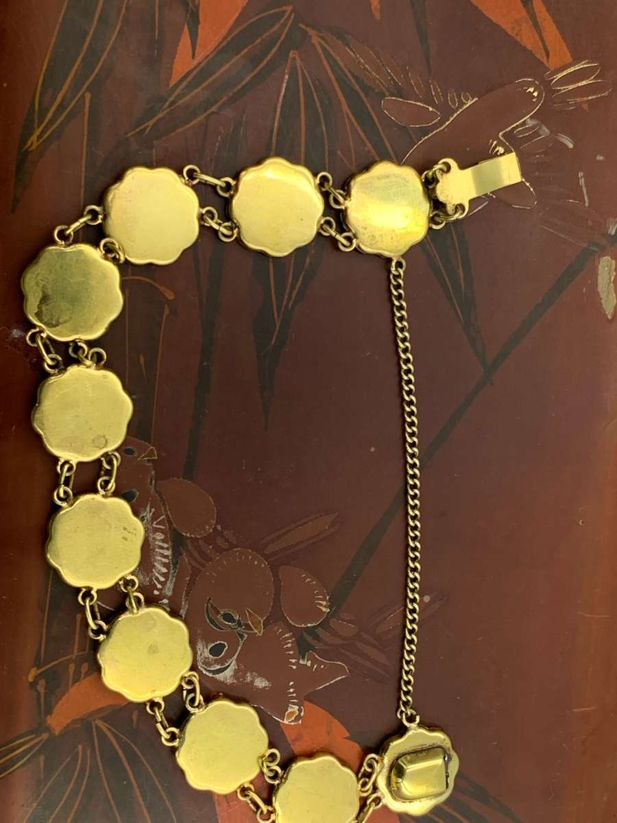 Reduced! Vintage Japanese Damascene Komai Bracelet - 10 Scenes, 1940s-1950s