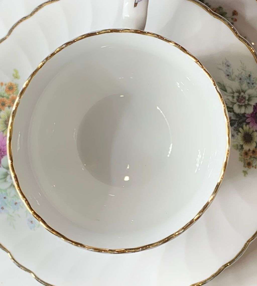 Rare Find Zhongguo Jie Pai Oriental Porcelain Tea Set - 24 Pieces, Oriental Blossoms Pattern